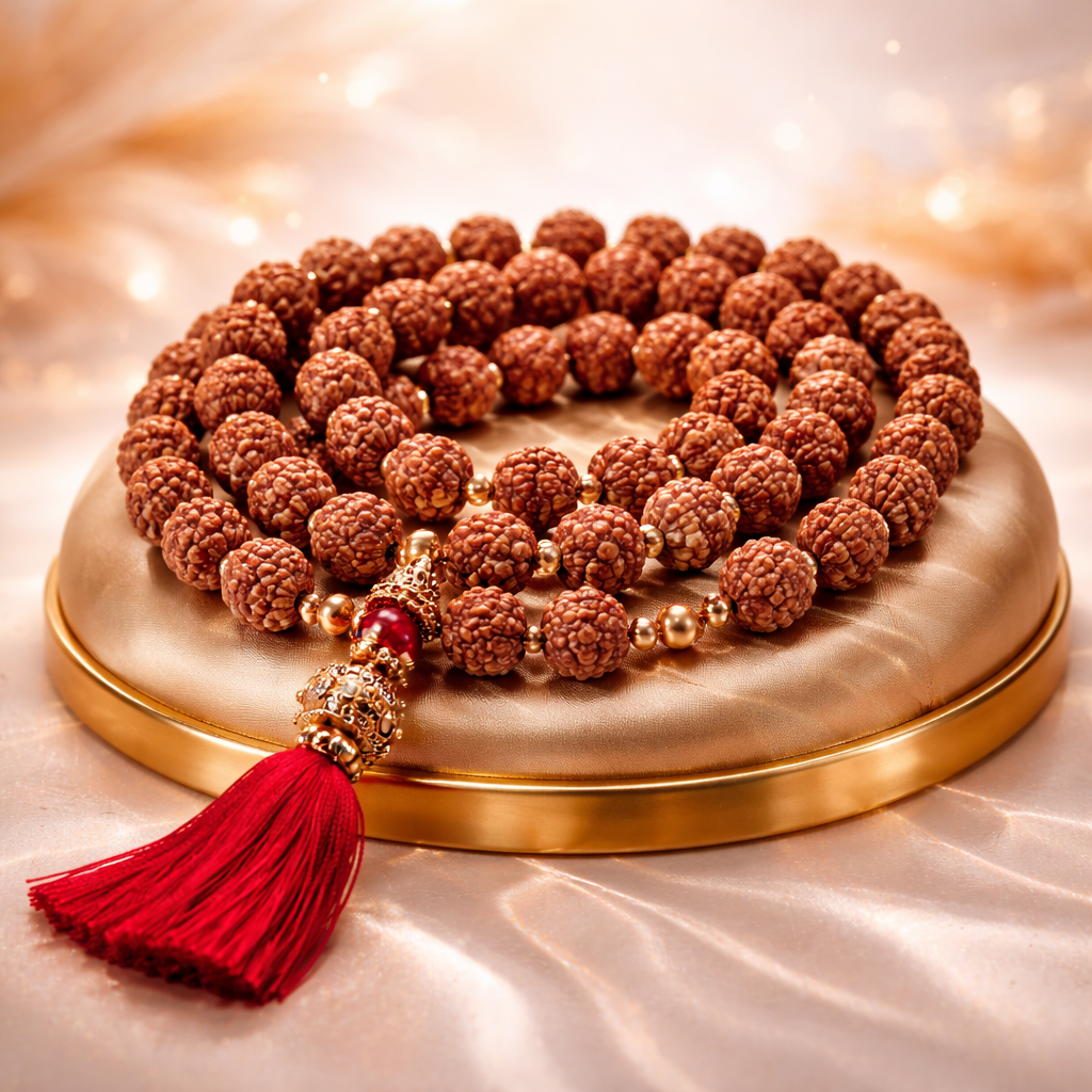 Rudraksha Mala (108+1 Beads, Bead Size: 12 mm each)